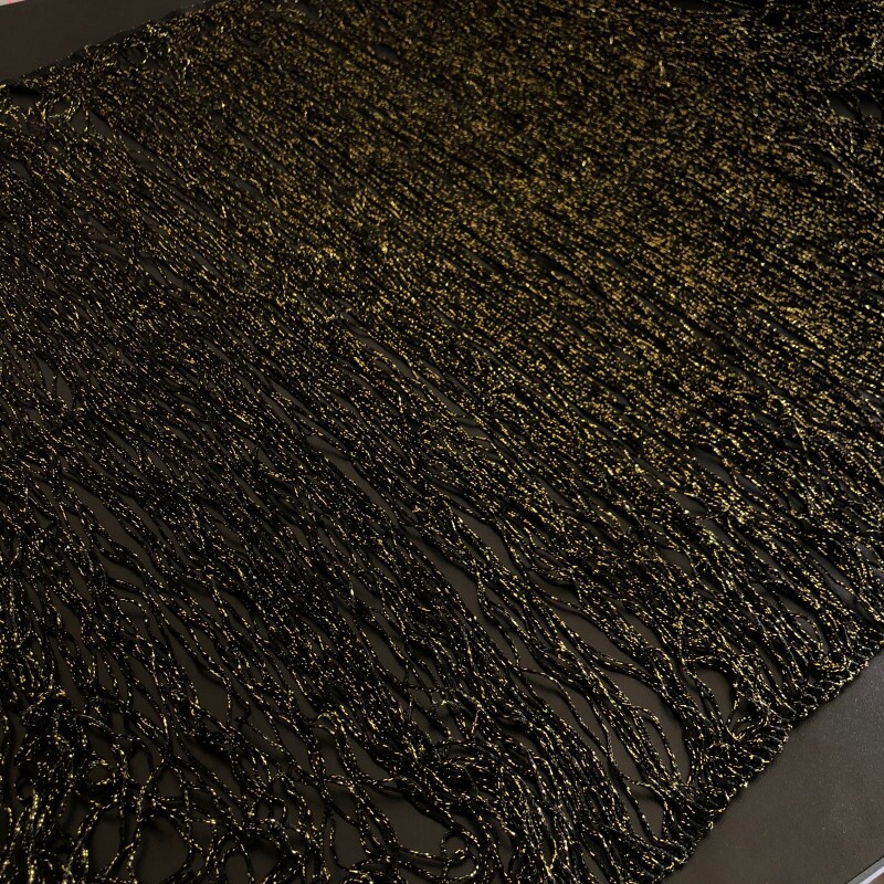 Franja Lurex - Preto e Dourado - 70 cm 